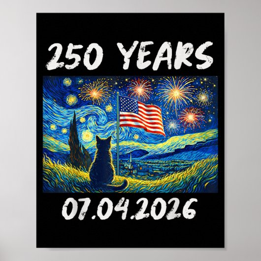 250周年 スターニーナイト 猫 アメリカ独立記念日 250th ポスター (正面)