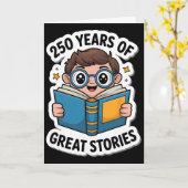 250周年 1776-2026 250歳の誕生日 読書 _3 カード (黄色い花)
