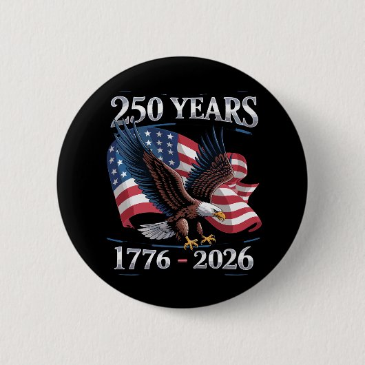 250周年 7月4日 アメリカ国旗 イーグル 1776 2026 缶バッジ (正面)