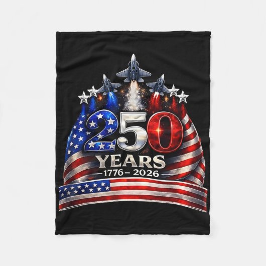 250周年USA記念Tシャツ 愛国主義 7月4日 アメリカ フリースブランケット (正面)