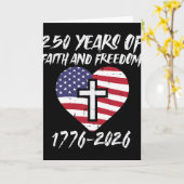 250年の信仰と自由 アメリカ国旗 ハート 250周年記念 カード (黄色い花)