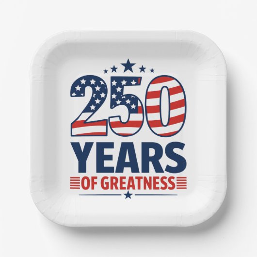 250年の偉大さ アメリカ独立記念  ペーパープレート (正面)