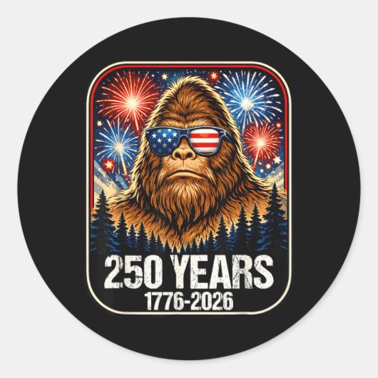 250年の愛国ビッグフット 1776-2026 250周年 ラウンドシール (正面)