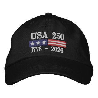 250年の独立記念日 4th of July Anniversary  刺繍入りキャップ