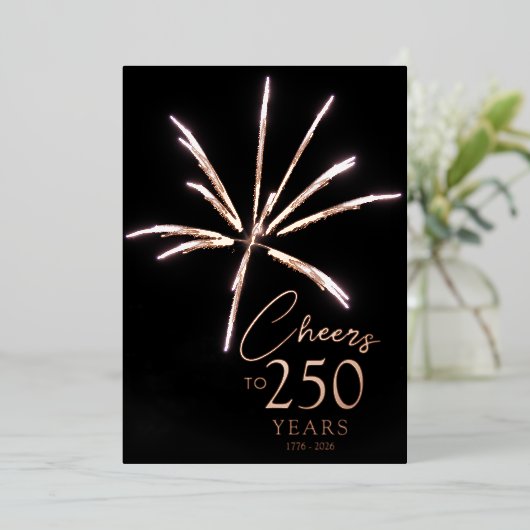 250年の祭典 花火のセステルセンテニアルよろしく! 箔招待状 (立ち正面)