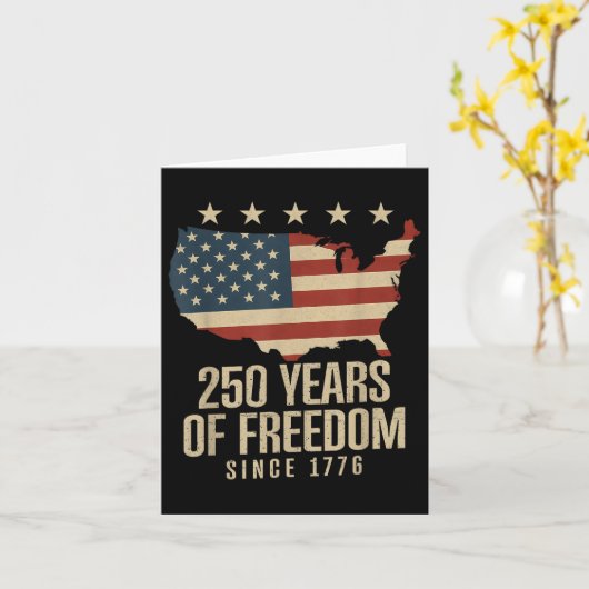 250年の自由250th誕生日アメリカ国旗4 カード (黄色い花)