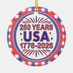 250年アメリカ合衆国 1776–2026 アメリカ独立250周年 セラミックオーナメント