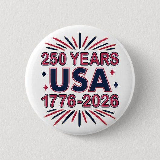250年アメリカ合衆国 | 1776–2026 アメリカ独立250周年 缶バッジ (正面)