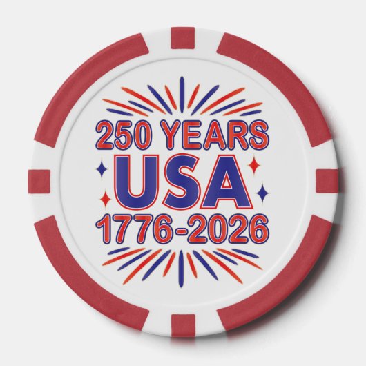 250年アメリカ合衆国 | 1776–2026 セミクワインセンテニアル ポーカーチップ (正面)