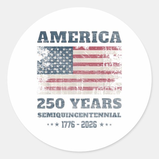 250年アメリカ記念グランジ国旗Usa ラウンドシール (正面)