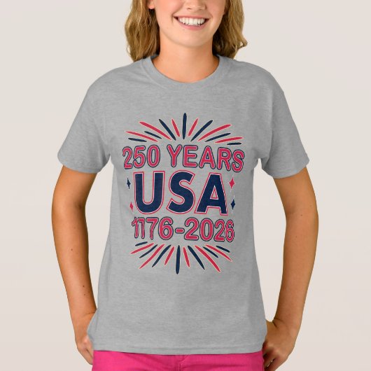 250年アメリカ | 1776–2026 アメリカ独立250周年 Tシャツ (正面)