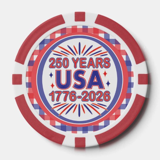 250年アメリカ | 1776–2026 セミクワインセンテニアル ポーカーチップ (正面)