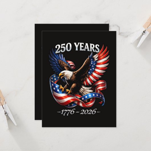 250年記念イーグルアメリカ国旗 招待状 (正面/裏面インサイチュ)
