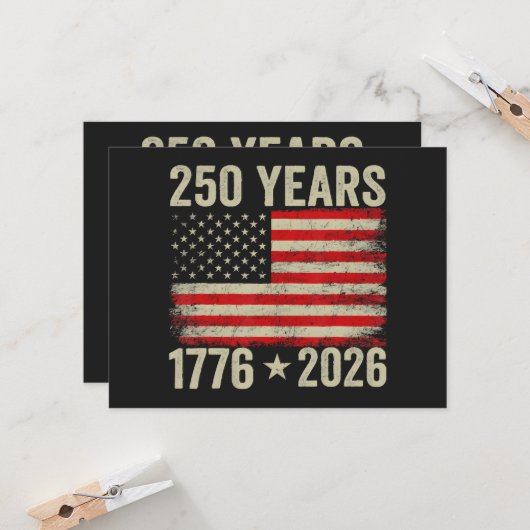 250年 アメリカ国旗 1776-2026 招待状 (正面/裏面インサイチュ)