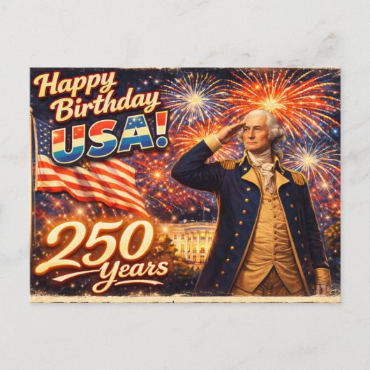 250年 アメリカ独立記念日 ジョージ・ワシントン ポストカード (正面)