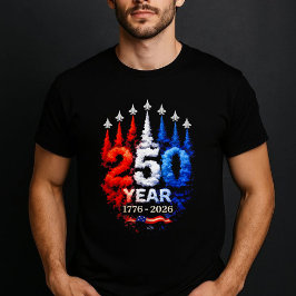 250年 アメリカ レッド ホワイト ブルー スモーク ジェット USA Tシャツ