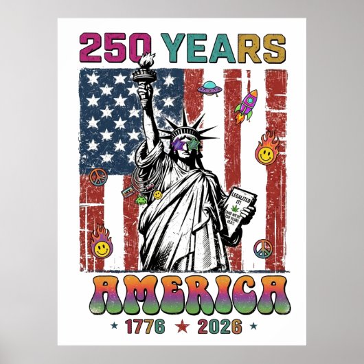 250年 アメリカ 独立記念日 2026 愛国 セミクイ ポスター (正面)