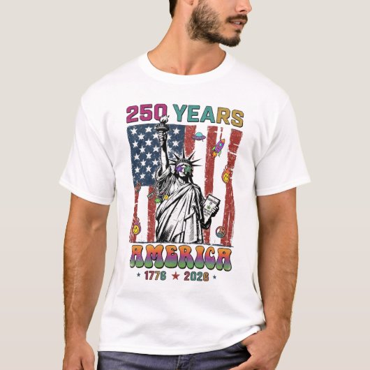 250年 アメリカ 独立記念日 2026 愛国 セミクイ Tシャツ (正面)