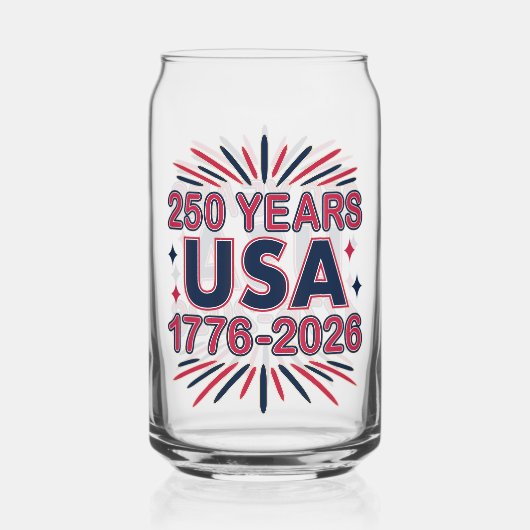 250年 アメリカ | 1776–2026 半クインセンテニアル ガラス缶 (正面)
