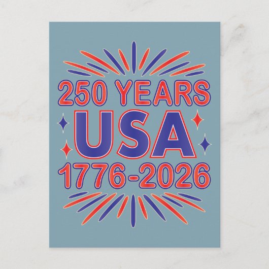 250年 アメリカ | 1776–2026 半クインセンテニアル ポストカード (正面)