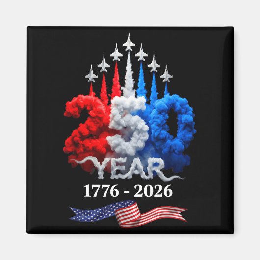 250年 アメリカ 1776 2026 250周年 誕生日 7月4日 マグネット (正面)