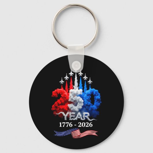 250年 アメリカ 1776 2026 250歳 誕生日 7月4日 キーホルダー (正面)