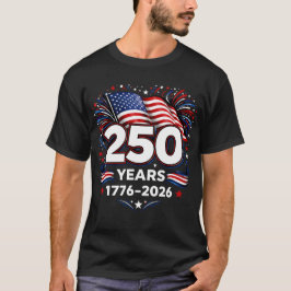250年 独立記念 愛国 花火 ブラック Tシャツ