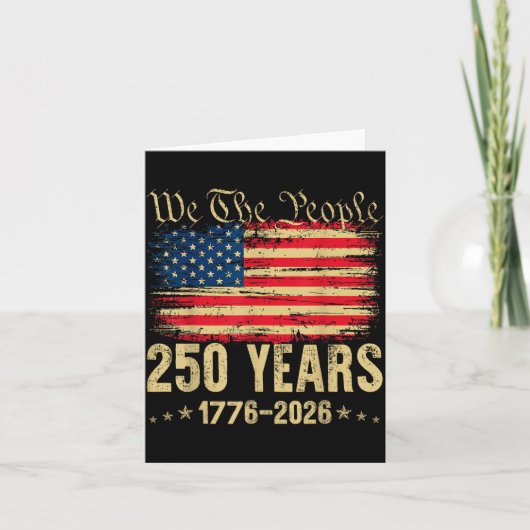 250年 1776 2026 アメリカ国旗 250歳の誕生日 カード (正面)