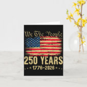 250年 1776 2026 アメリカ国旗 250歳の誕生日 カード (黄色い花)