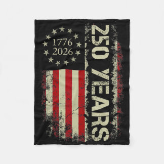 250年 1776-2026 アメリカ建国250周年 アメリカ国旗 フリースブランケット