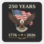 250年 1776 2026 イーグル アメリカ国旗 スクエアシール (正面)