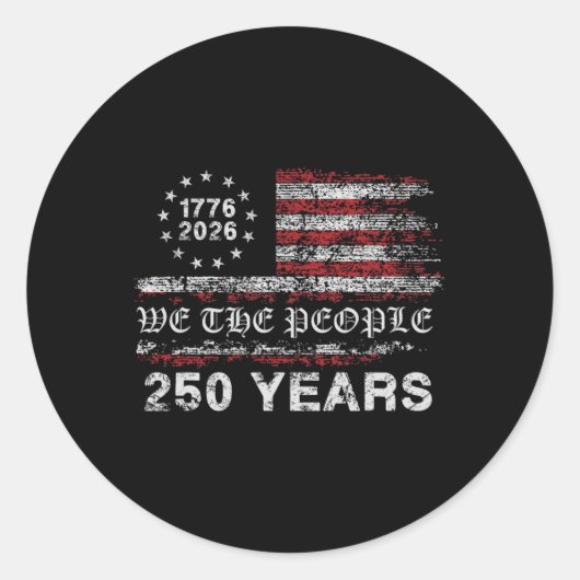 250年 1776-2026 二百五十周年記念フラグ ラウンドシール (正面)