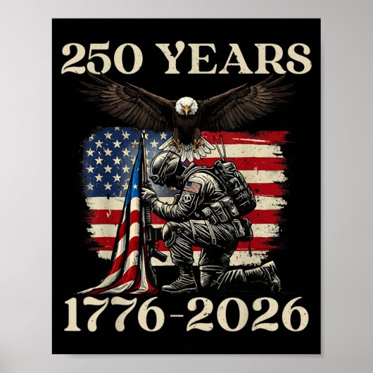 250年 1776 2026 250周年 ヴィンテージ 7月4日 ポスター (正面)