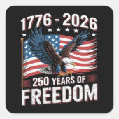 250年 1776 2026 250周年 7月4日 スクエアシール (正面)