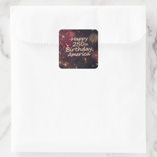 250誕生日アメリカと花火 スクエアシール (バッグ)