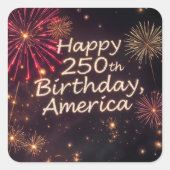 250誕生日アメリカと花火 スクエアシール (正面)
