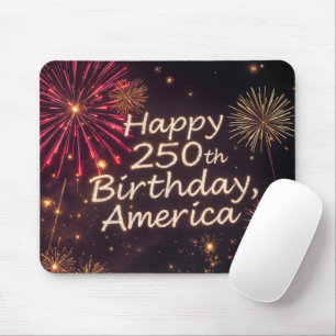 250誕生日アメリカと花火 マウスパッド