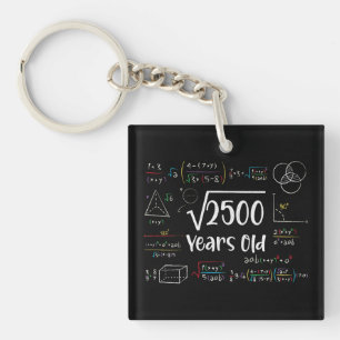 2500 50th誕生日50年古いギフトの平方根 キーホルダー