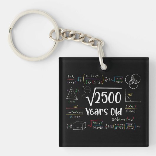2500 50th誕生日50年古いギフトの平方根 キーホルダー (正面)