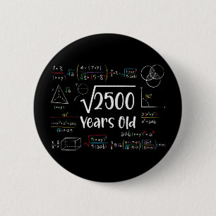 2500 50th誕生日50年古いギフトの平方根 缶バッジ