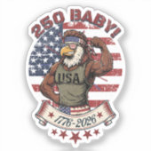 250 おめでとう! アメリカ愛国ハクトウワシ 1776-2026 シール (正面)