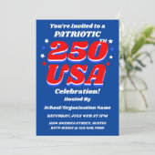 250 アメリカの祝祭 編集可能な愛国的な招待状 招待状 (スタンド正面)