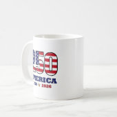 250 アメリカ愛国旗デザイン | 1776 2026 コーヒーマグカップ (正面左)