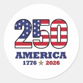 250 アメリカ愛国旗デザイン | 1776 2026 ラウンドシール