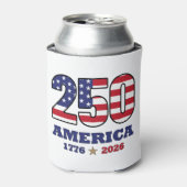 250 アメリカ愛国旗デザイン | 1776 2026 缶クーラー (缶正面)