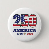 250 アメリカ愛国旗デザイン | 1776 2026 缶バッジ (正面)