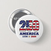250 アメリカ愛国旗デザイン | 1776 2026 缶バッジ (正面&裏面)