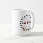 250 アメリカ生まれ 250 愛国的な花火デザイン コーヒーマグカップ (正面右)