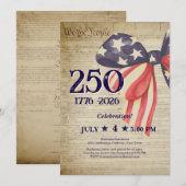 250 周年 独立記念日 愛国 USA 憲法パーティー 招待状 (正面/裏面)
