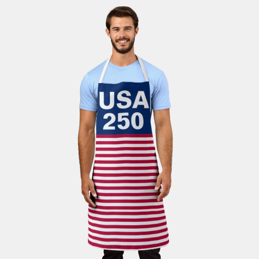 250 赤白青アメリカ生誕記念 エプロン (着用した状態)